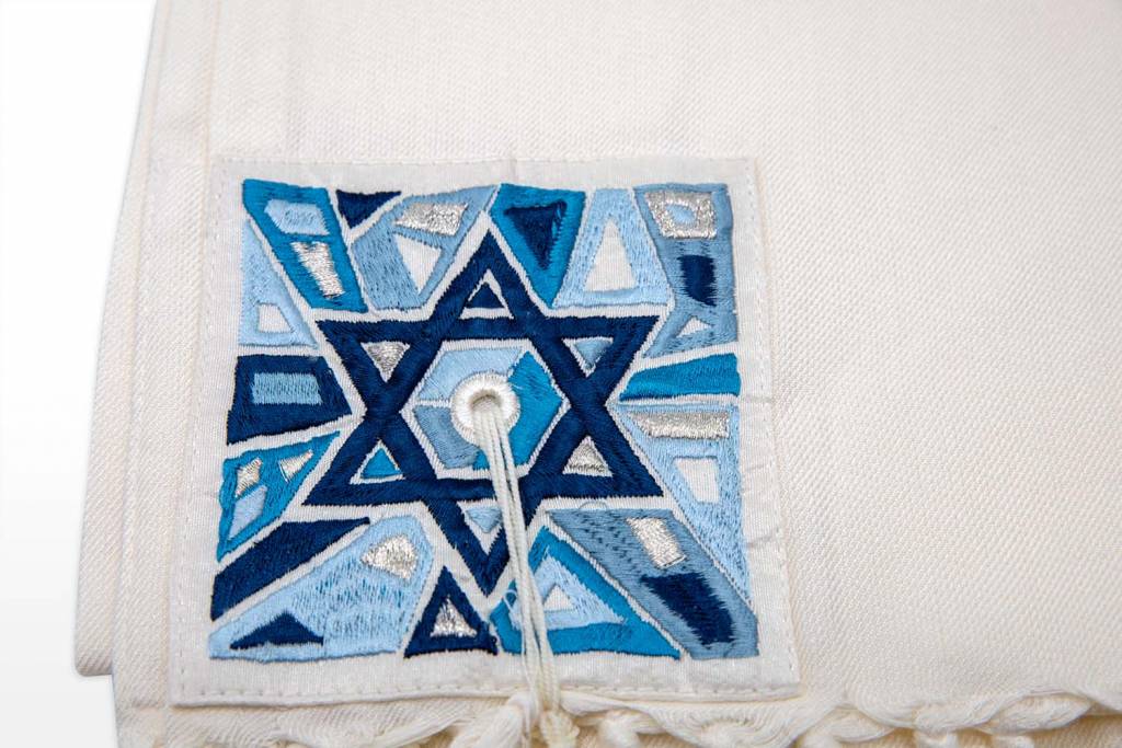 Star of David Blue Embroidered Talit Set - Israel Cart