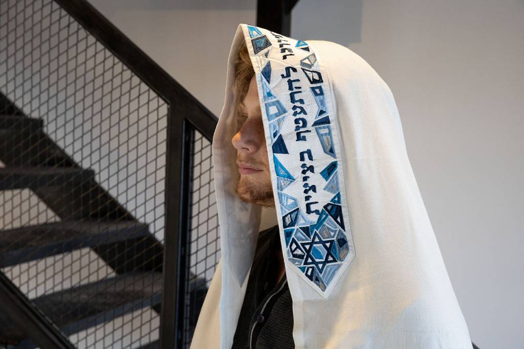 Star of David Blue Embroidered Talit Set - Israel Cart