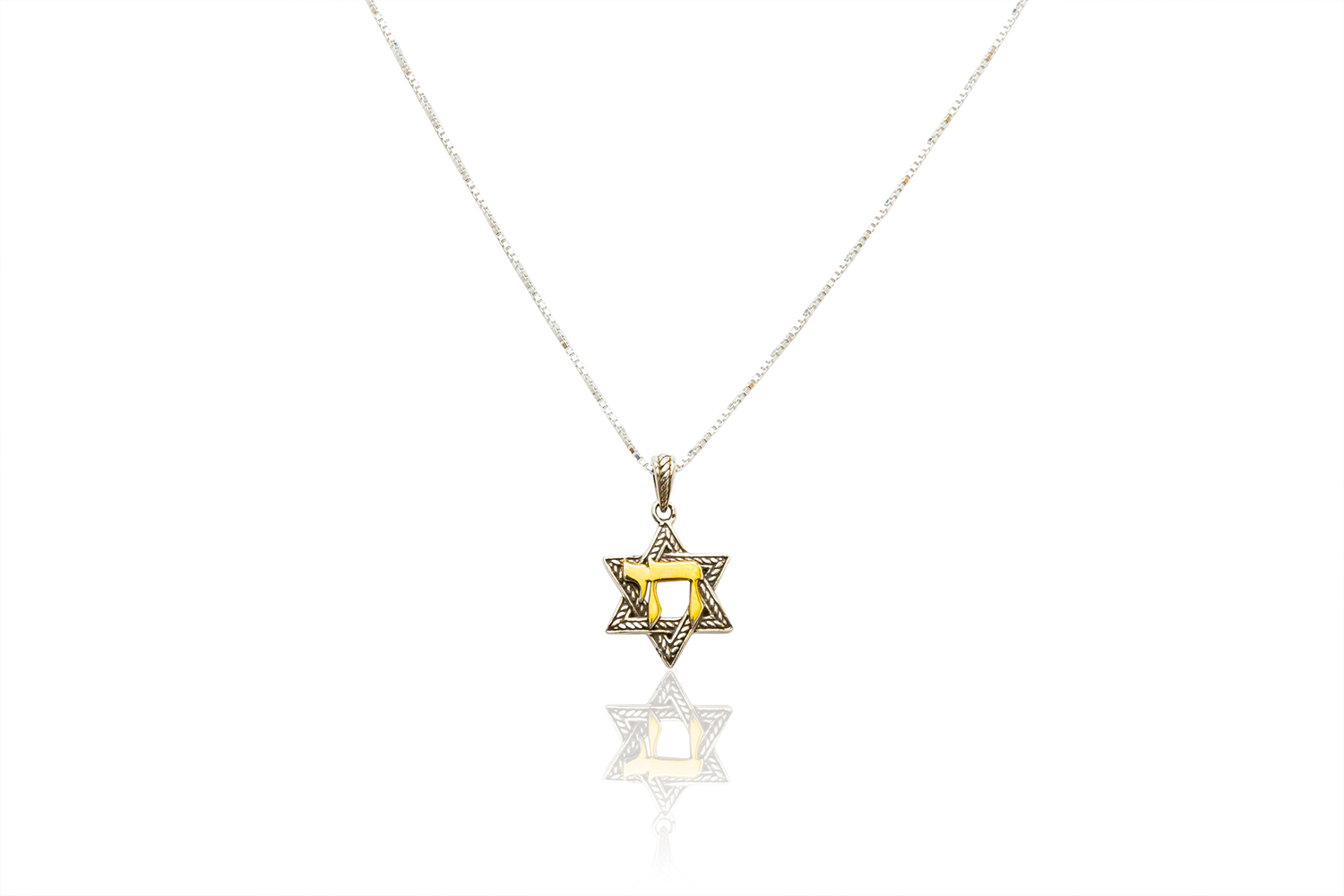 Silver Star of David Web Necklace - Chain 18 inch  Pendant 5/8 inch  W 7/8 inch  H main image 1